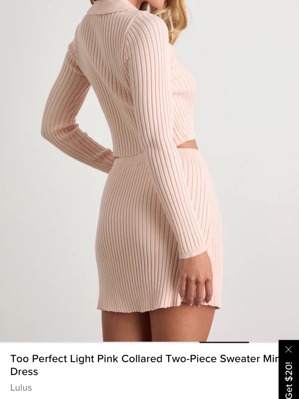 Lulu's Light Pink Ribbed Knit Mini Skirt - Picture 2 of 7